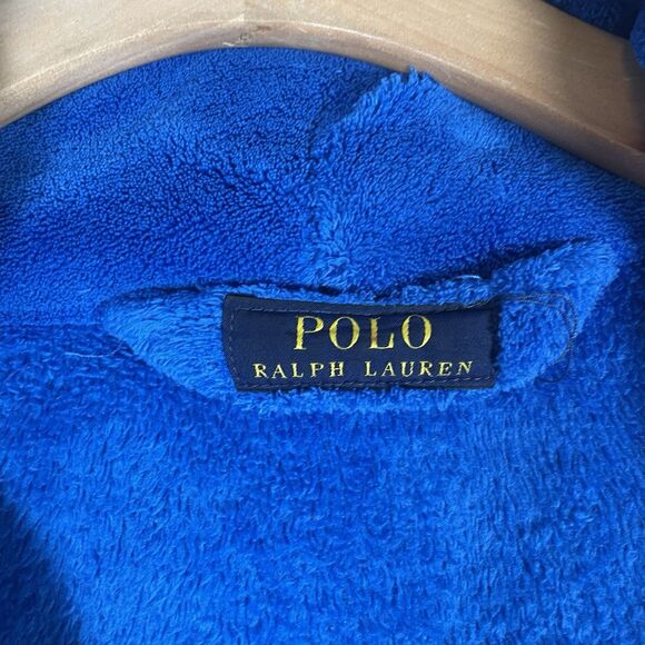 Polo Ralph Lauren Bath Robe One Size (TALL) Designer Preppy Blue NO BELT - Picture 2 of 7